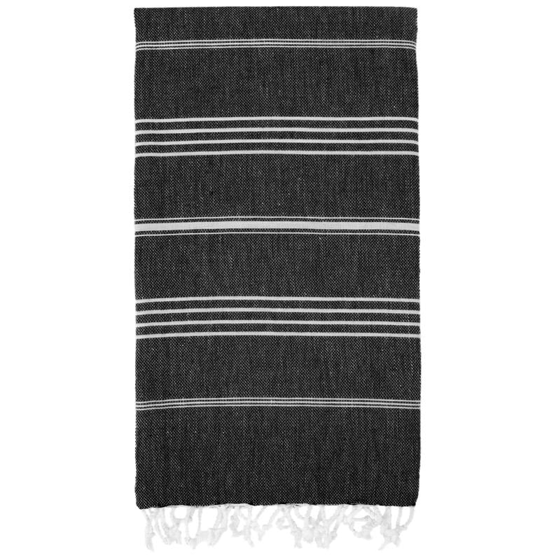 Black Monaco Turkish Towel – Lightweight Quick Dry Beach & Bath Towel, Luxury Turkish Cotton Spa Towel, Travel & Pool Towel
