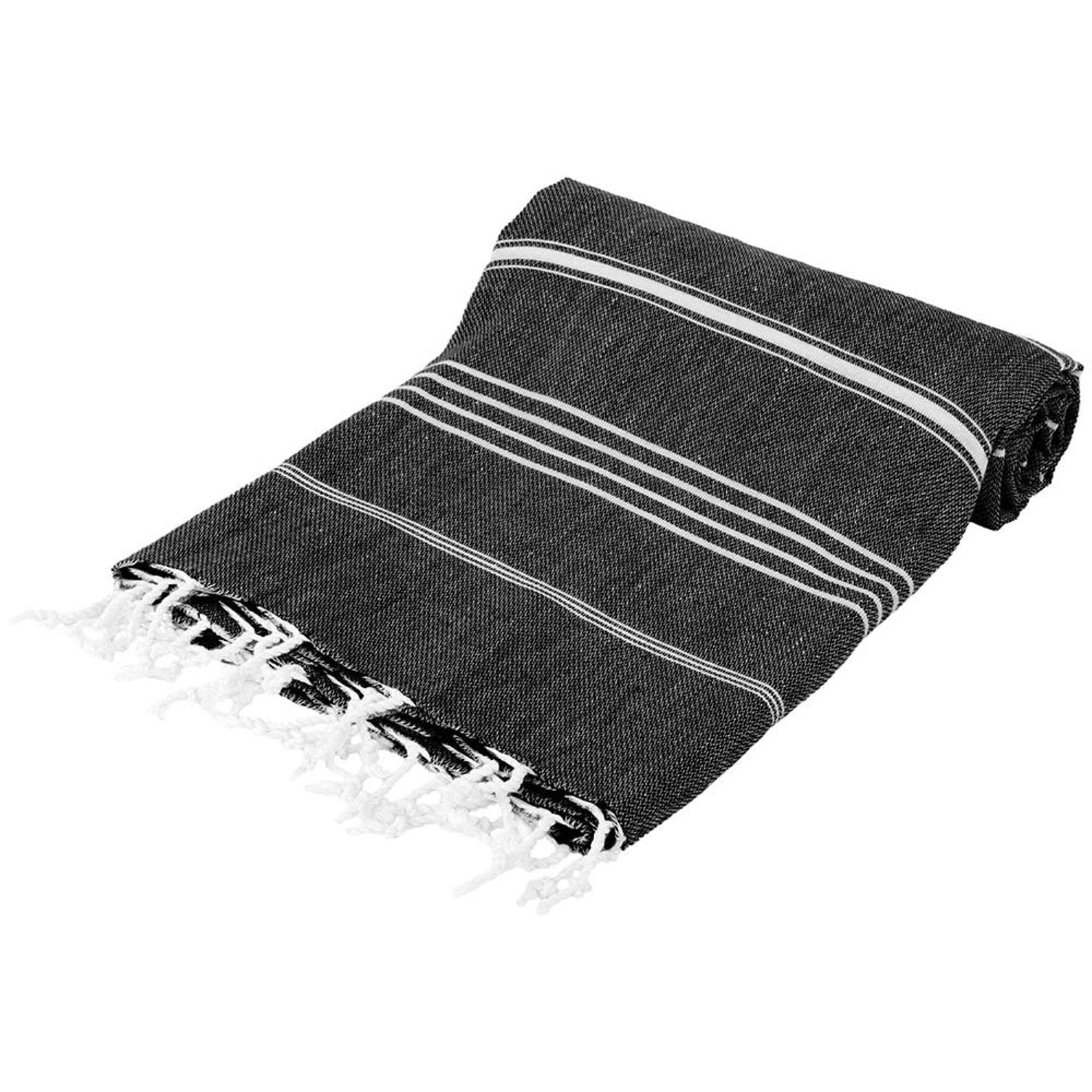 Black Monaco Turkish Towel – Lightweight Quick Dry Beach & Bath Towel, Luxury Turkish Cotton Spa Towel, Travel & Pool Towel
