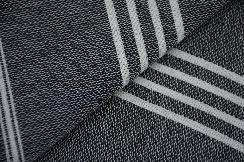 Black Monaco Turkish Towel – Lightweight Quick Dry Beach & Bath Towel, Luxury Turkish Cotton Spa Towel, Travel & Pool Towel