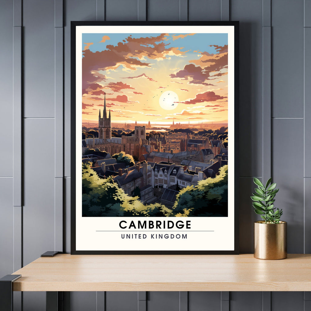 Affiche Cambridge | impression de voyage Cambridge  | Impression Cambridge | Université de Cambridge