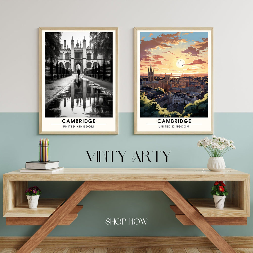 Affiche Cambridge | impression de voyage Cambridge  | Impression Cambridge | Université de Cambridge