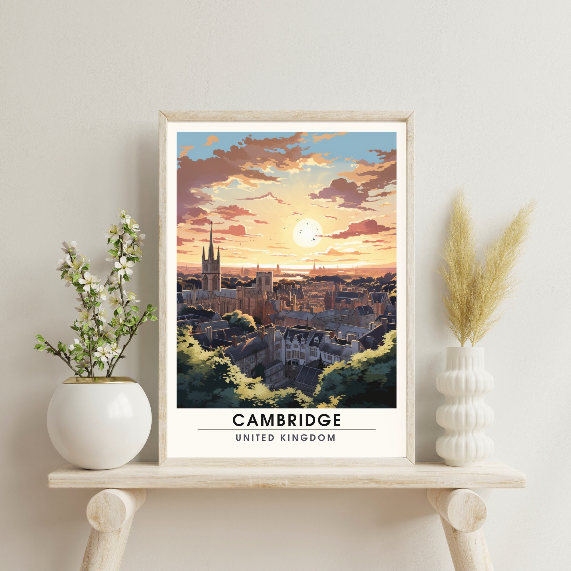 Affiche Cambridge | impression de voyage Cambridge  | Impression Cambridge | Université de Cambridge
